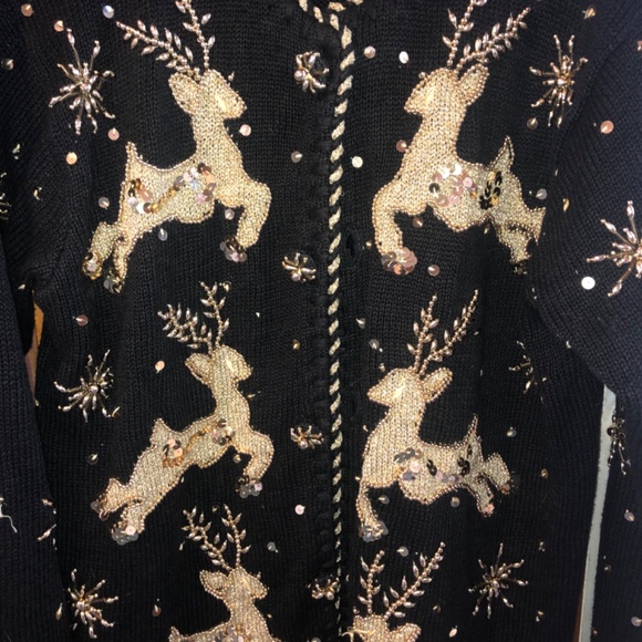 Christmas Cardigan vintage Samantha Taylor Reindeer women’s small - Picture 5 of 12